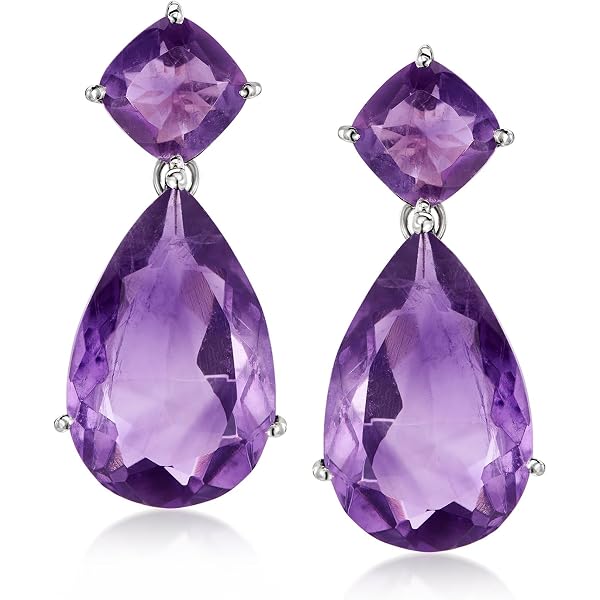 Amazon.com: Ross-Simons 20.00 ct. t.w. Amethyst Drop Earrings in
